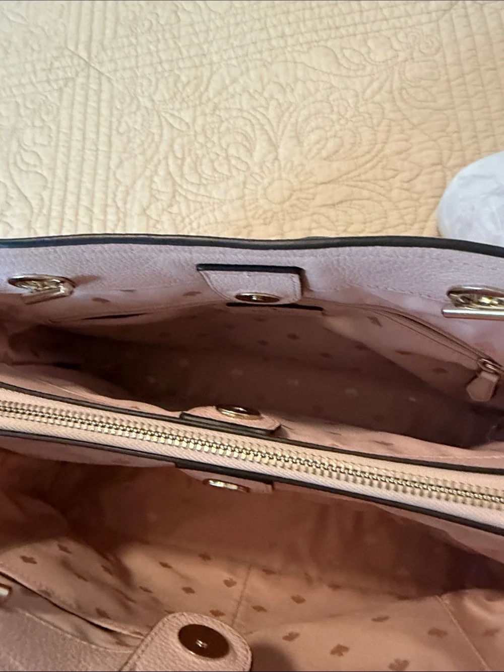 kate spade Blush Pink Pebbled Leather Shoulder Bag with Gold Chain